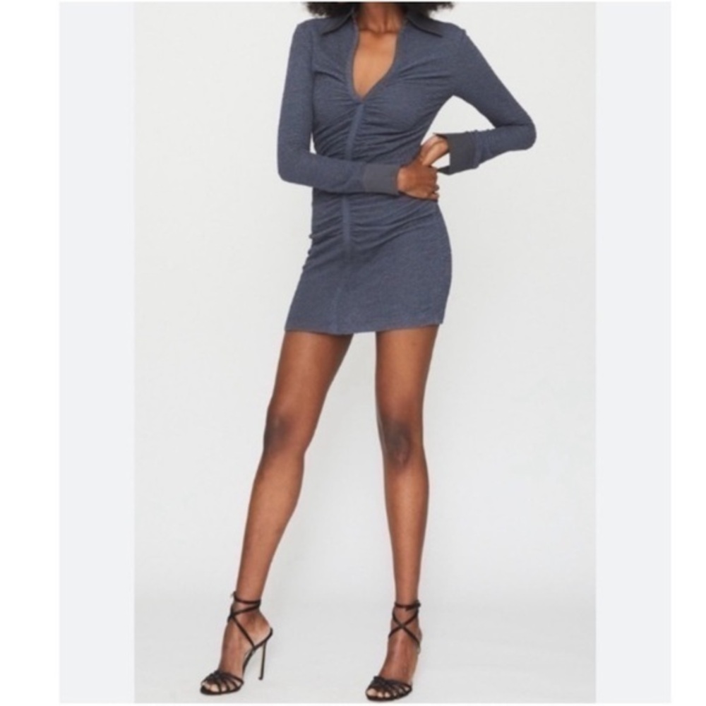 ✅ Rotate Birger Christensen Dress Simone Short Mini Collar in Asphalt Grey